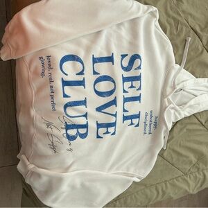 Grayson Threads White Hoodie with Blue Print